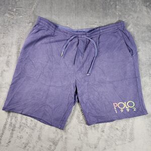 Polo Ralph Lauren 1992 Purple Shorts XXL Drawstring Waist Casual Rainbow Vintage